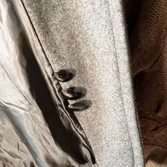 Giacca Wool Blend coat Belted Short Driving  StyleTrench Charcoal Gray size M - Picture 8 of 11